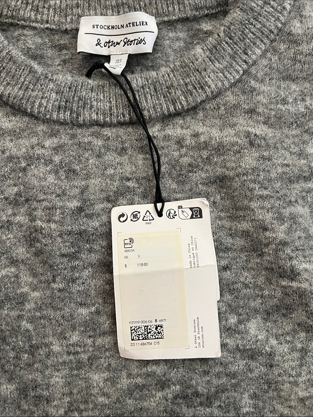 & Other Stories Gray Marled Crewneck Sweater - Picture 4 of 7